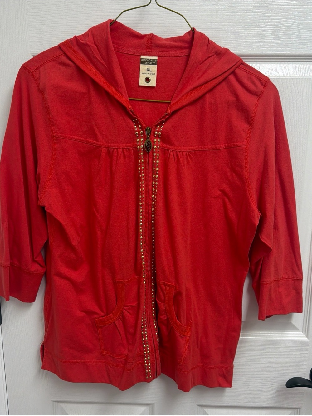 Jacket zip-Up Hoodie Studded Trim XL never worn